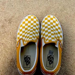 Mustard yellow checkered vans